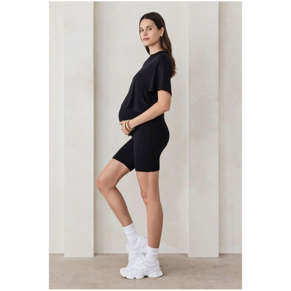 Chic Black Maternity Biker Shorts Set